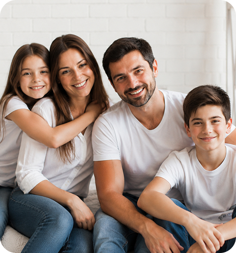 Family hugging